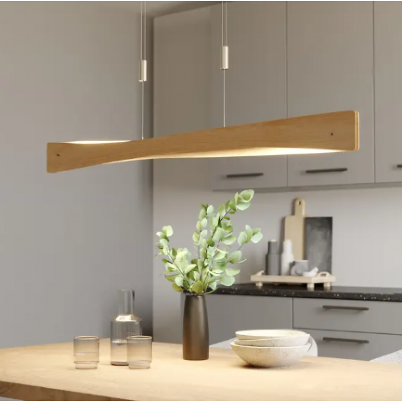 Lucande Lian LED-hänglampa, ekträ