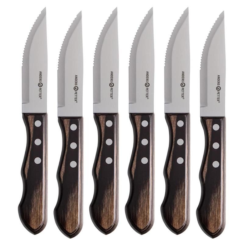 Backaryd Grillknivar Grande mörkt trähandtag 6-pack