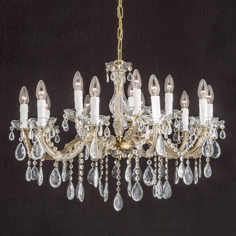 Ljuskrona Dolores med kristaller, 15 lampor
