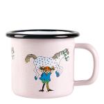 Pippi Långstrump Emaljmugg Pippi & Lilla Gubben 15 cl Rosa